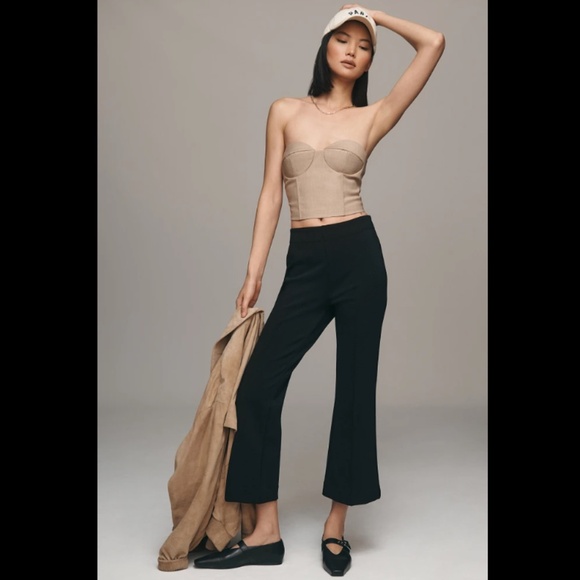 Anthropologie Maeve The Margot Kick Flare Cropped Pants: Textured Edition - Picture 1 of 3